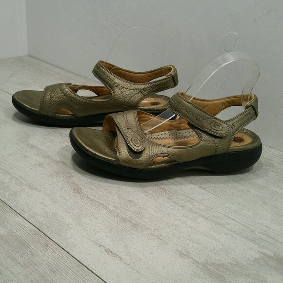 Clarks unstructured Leather Athletic Metallic Bronze Comfort Sandals Size 10 M - Picture 9 of 12